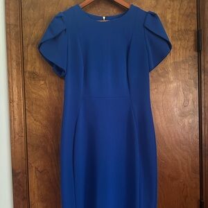 Royal Blue Calvin Klein Dress Tulip Sleeves Size 10
